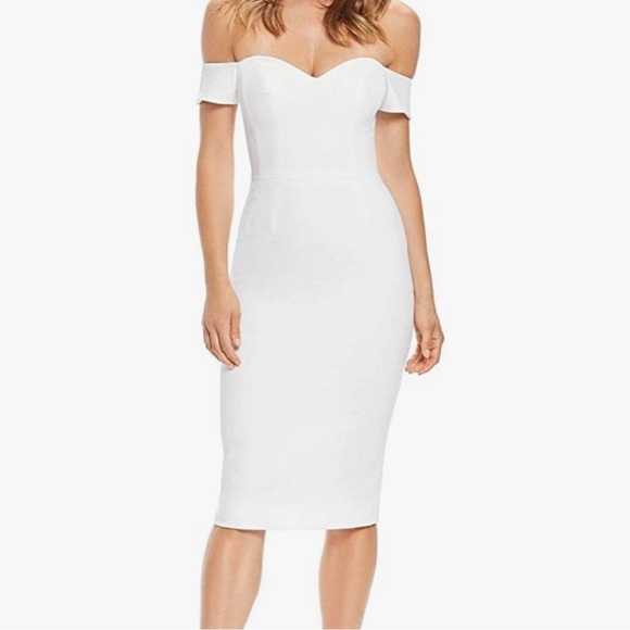 Dress the Population Dresses & Skirts - Stylish Off-Shoulder White Midi Dress